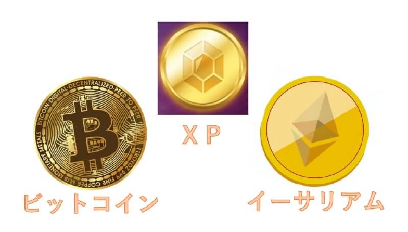 XPとビットコインとイーサリアムを比較